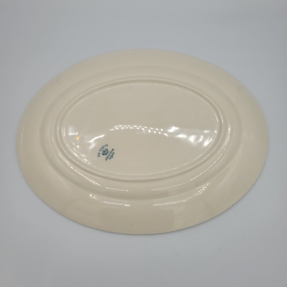 Vintage Johnson Bros. Old English Oval Serving Platter Navy Gold Orange Floral - Picture 5 of 12